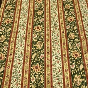 Karen Jarrar- Marcus Bros Cotton Fabric Green Yellow Floral Stripe 1 yrd + 10"